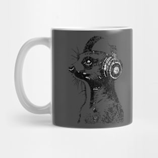 Grunge Meerkat Wearing Headphones  'Evolution?' Mug